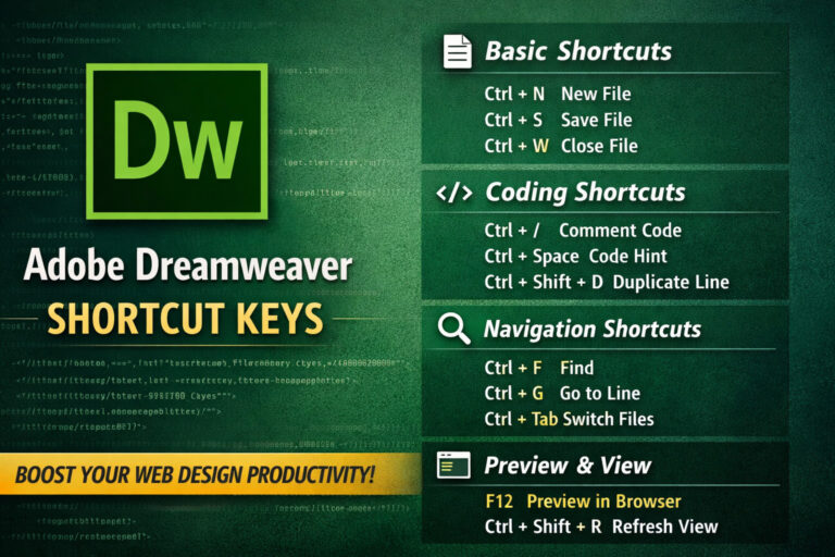 Adobe Dreamweaver Shortcut Keys