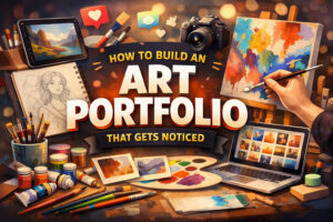 How to Build an Art Portfolio That Gets Noticed” in the center.